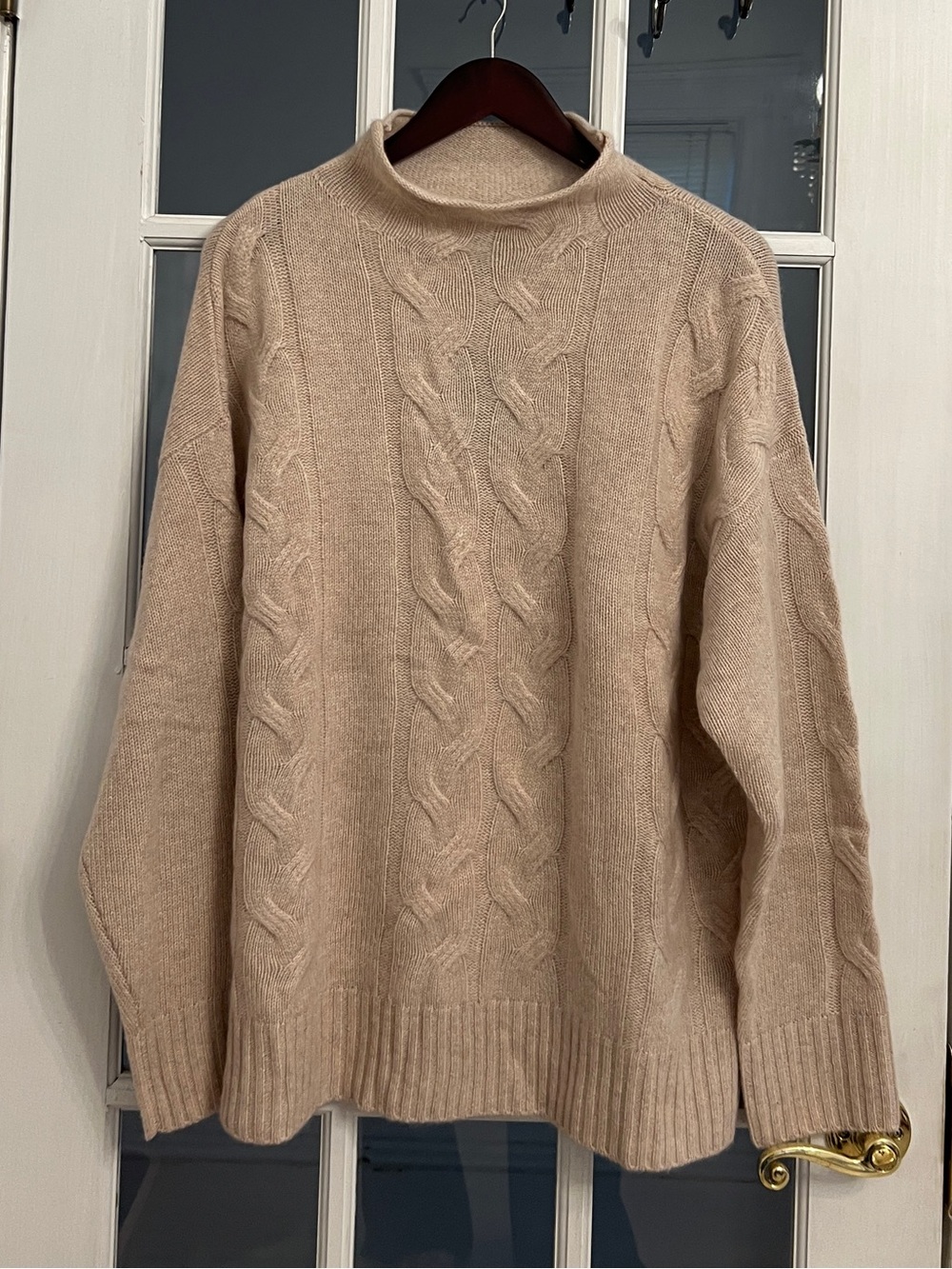 C BY BLOOMINGDALE’S Women’s 100% Cashmere Cable Knit Mock Neck Sweater XXL NWT